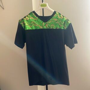 Vintage Custom Rimbello Black Tee with Green & Gold Tee Spring/Summer party vibe